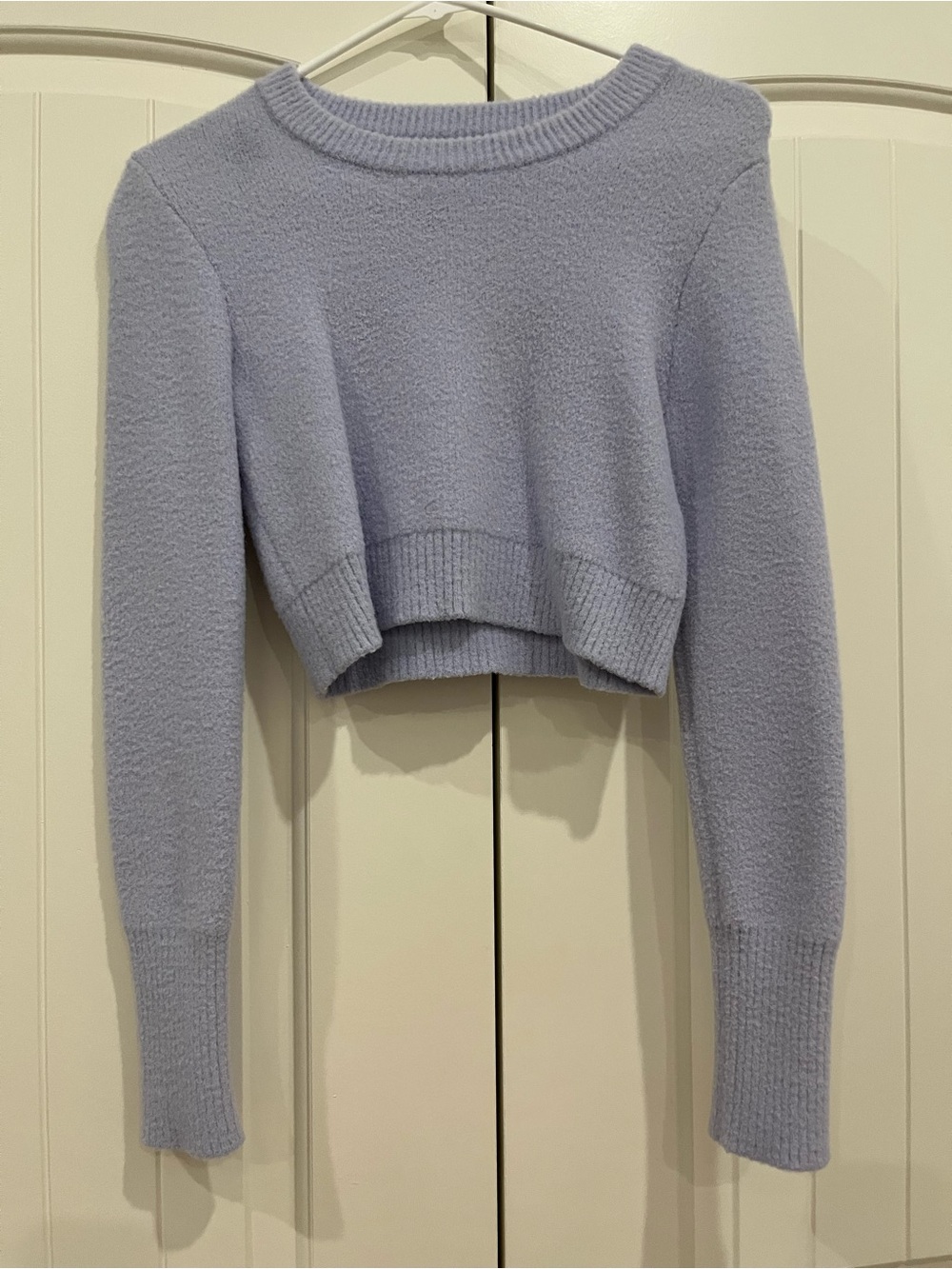 Zara Cropped Crewneck Sweater in Light Lavender